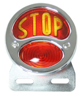 feu 3 fonctions nickelé sans éclairage de plaque - verre STOP