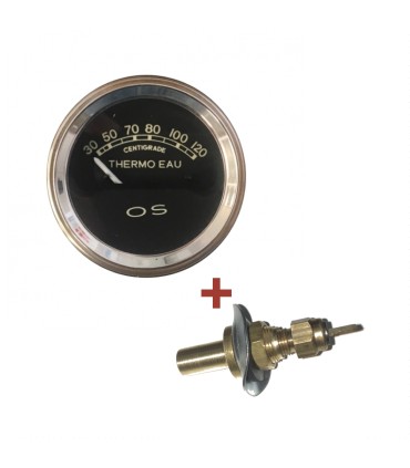 Manomètre de température d'eau électrique OS - Diamètre 52 mm - fond noir - en 6v - avec sonde
