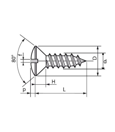 Vis à tôle tête fraisée bombée fendue  4.8x19