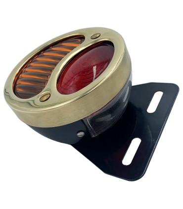 feu 3 fonctions noir / face laiton avec éclairage