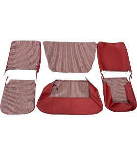 kit housses de sièges en tissu rouge rayé - 4CV