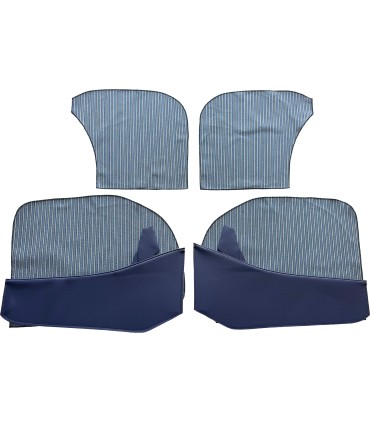 vide poches avant en skaï bleu avec fonds de porte en tissu rayé bleu - 4CV