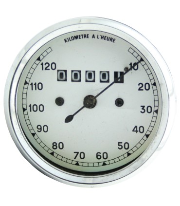Compteur kilométrique - mécanique - 120 ou 150 km/h - avec 1 ou 2 lumières - diamètre 80 mm - fond blanc